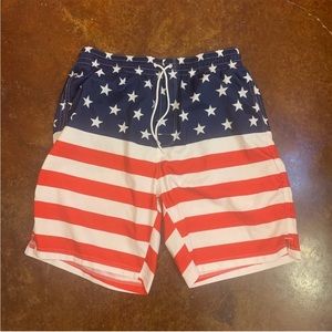 Mens Old Navy USA Flag Patriotic Swim Trunks